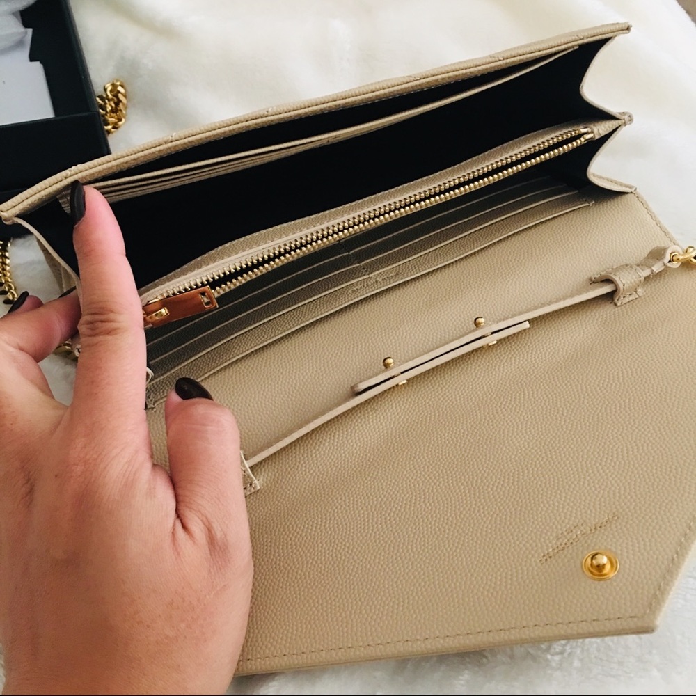 YSL wallet on chain Medium Nude poudre - Picture 4 of 7